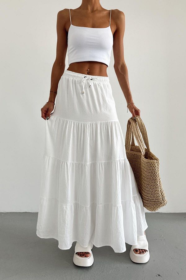 White maxi skirt designer on sale