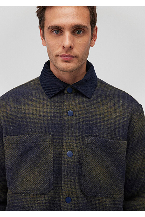 Mavi Men's Checkered Blue Shacket Khaki 0110515 -88239- Trendyol