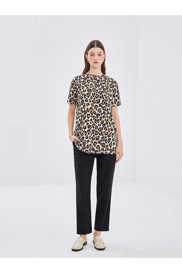 LC Waikiki-Pantaloni de damă Lcw cu talie elastică tăiat morcov W3at99z 1