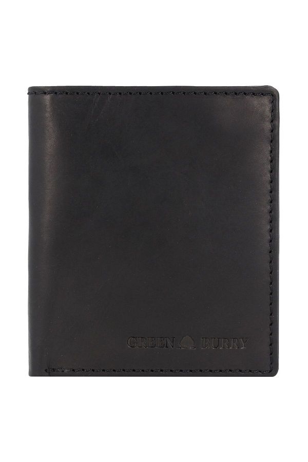 Greenburry-Pure Black Wallet RFID protection Leather 11 cm 1