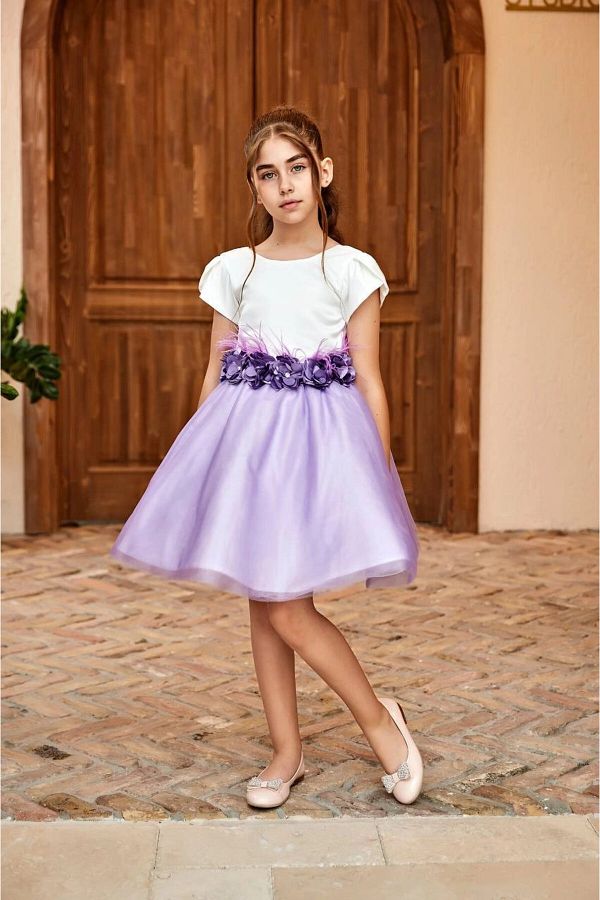 White dress with purple accessories new arrivals