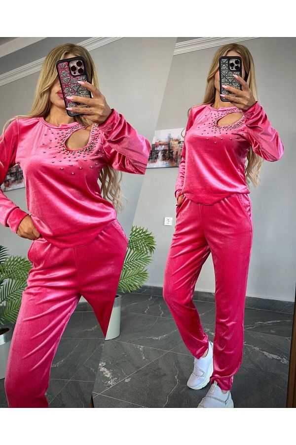 Womens velvet tracksuit sets discount
