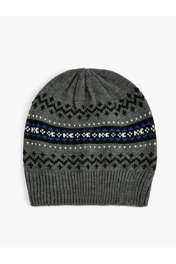 Koton-Knitted Beret Ethnic Patterned Multicolored 1