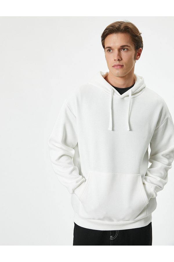 Koton-Oversize mikina s kapucí Basic s dlouhým rukávem, klokaní kapsa s kapucí 1