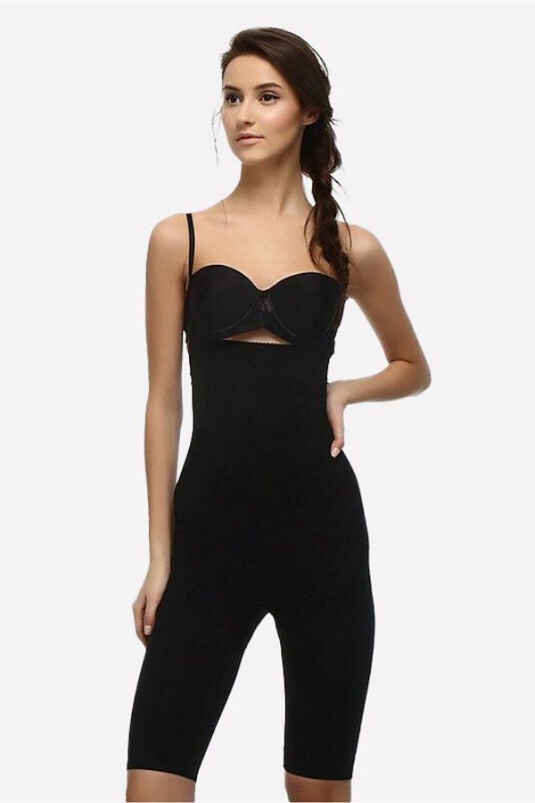 Cooqpoo-Black Seamless Underbust Corset with Shorts - Size Smlxl 1