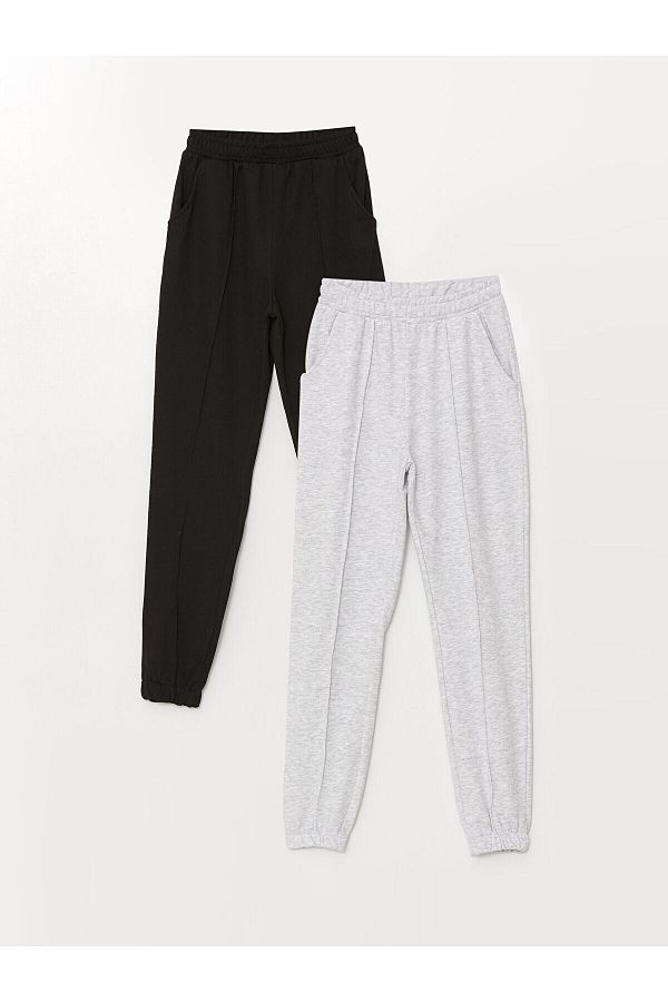 LC Waikiki-Pantaloni de sport Jogger pentru fete LCW - Pachet de 2 cu talie elastică 1