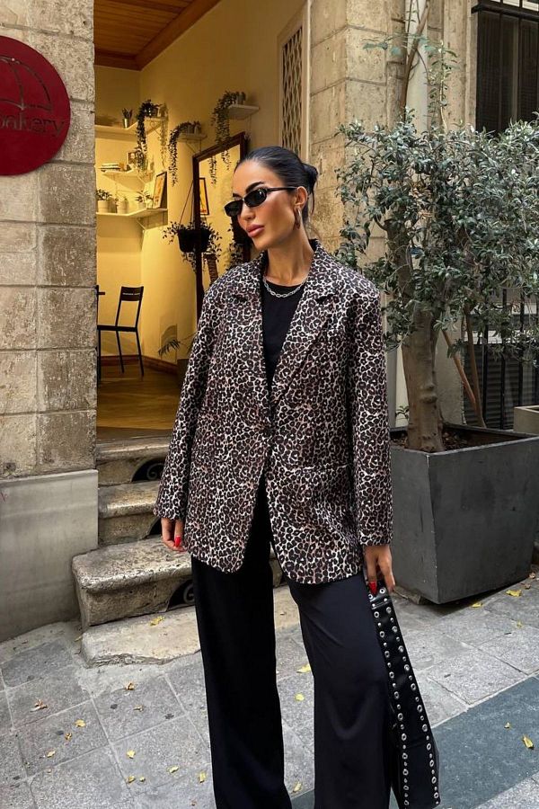 Ortaya C k Leopard Print Blazer Style Jacket Trendyol