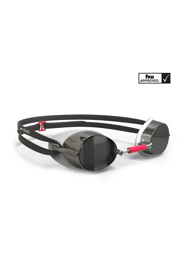 Decathlon-Swimming and Goggle Set in Swedish - Standard Size - Black/Red - Mirrored Glass 1