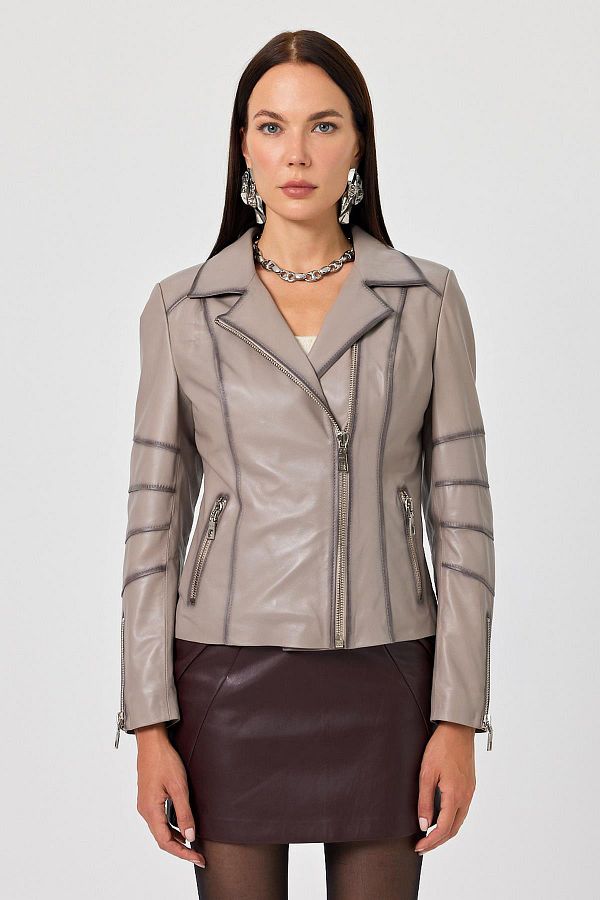 Deri Company-Diana Beige Women's Leather Coat 1