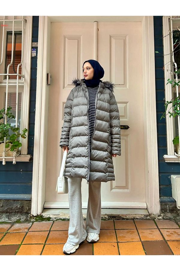 Berra Butik 1St Quality Filling Plug In Hooded Puffer Jacket Trendyol