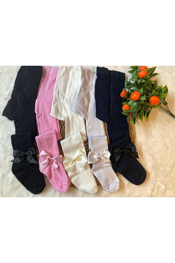 ESES BEBE 5'li Kız Bebek Pamuklu Külotlu Çorap Fiyonklu Kilotlu Çorap