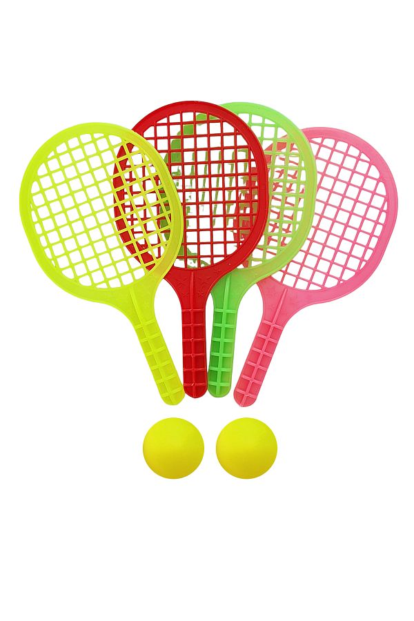 POPKONSOL-Mini Tennis Racket Toy Set of 4 Rackets 2 Balls Mixed Color 1