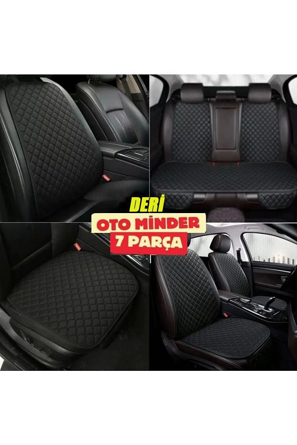 NAZ OTO 7 Pieces Leather Seat Cushions for Citroen Berlingo Black Black Front and Rear Seat Back Rest Trendyol