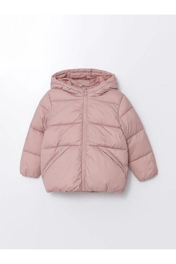 LC Waikiki Lcw Kids Matte Pink Hooded Baby Girl Puffer Jacket Trendyol
