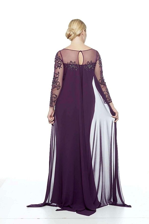 Long chiffon dress with train discount