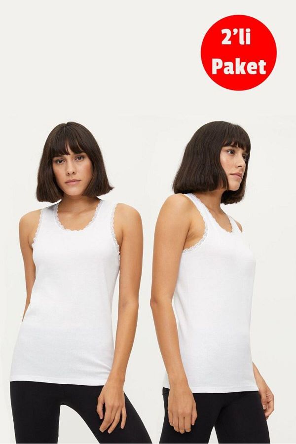 Bross-Tricou pentru femei din 2 piese din dantelă 100% bumbac - 1034 1