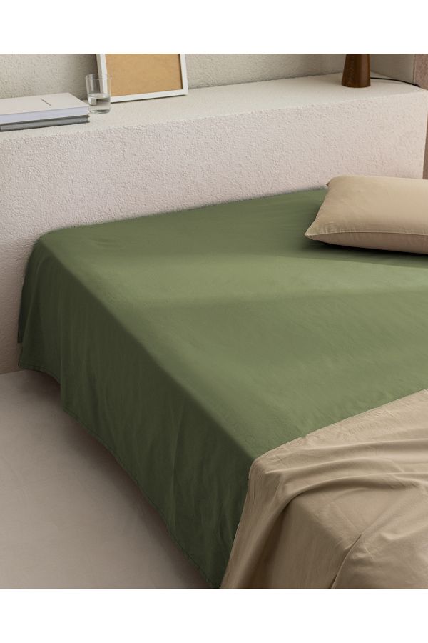 Madame Coco-Manon King Size 100% Cotton Ranforce Non-Elastic Sheet - Khaki 1