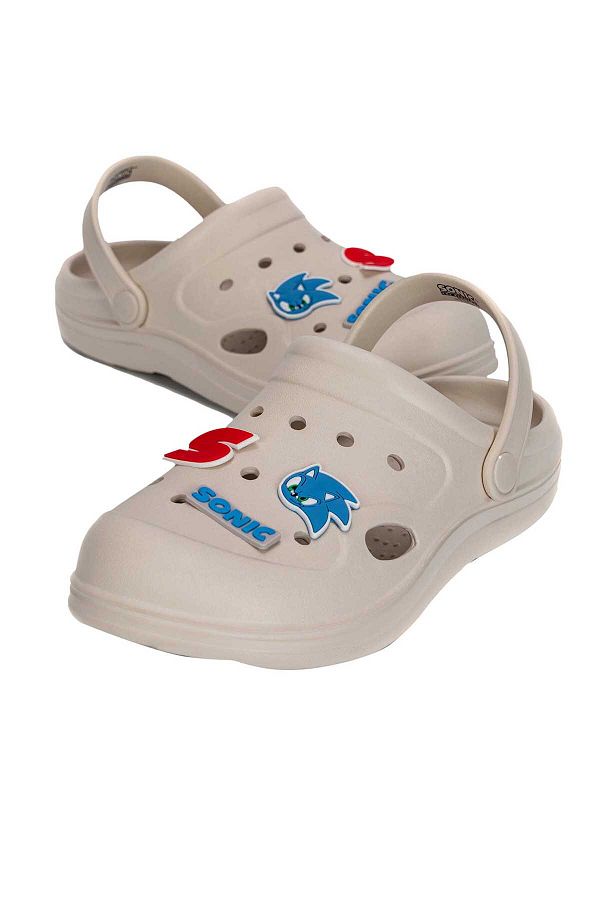 Sonic-Sonic the Hedgehog Non-Slip Kids Slides Cream Clogs For Boys 1