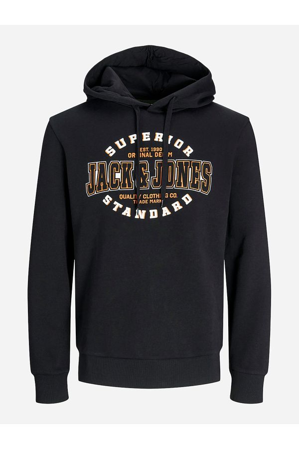Jack & Jones-Logo Print Hoodie with Drawstring 1