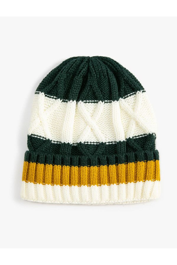 Koton-Mesh Beanie Textured Multi-Colored with Fold Detail 1