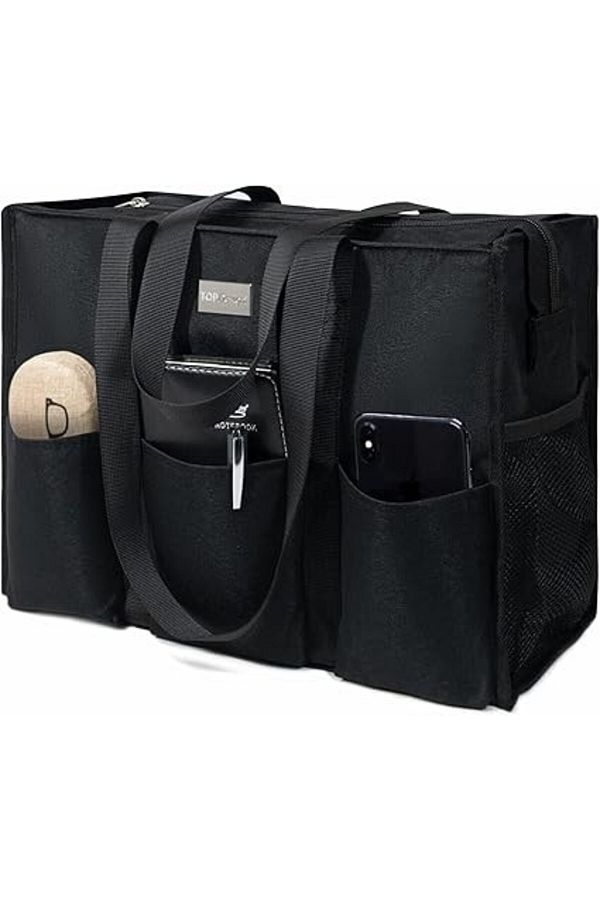 TOPDesign Water Resistant Tote Bag 13 Pockets Top Zip Lightweight and Durable Trendyol