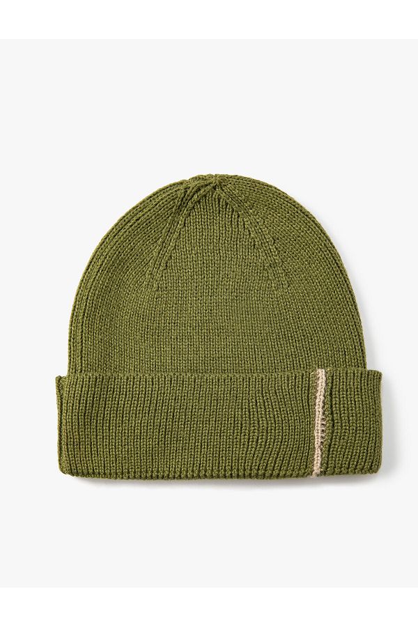 Koton-Basic Knitted Beret with Fold Detail and Stripe Pattern 1