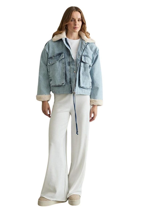 VIOLEVIN-Women's Faux Fur Denim Jacket Vlm 28570501 1