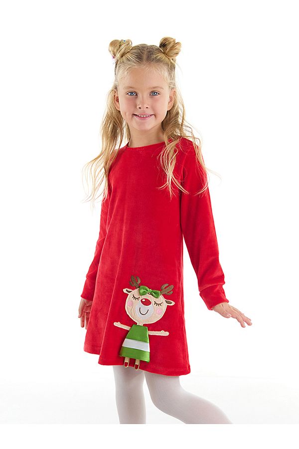 Denokids-Vánoční sametově červené šaty zlobivá jelenčí dívka 1