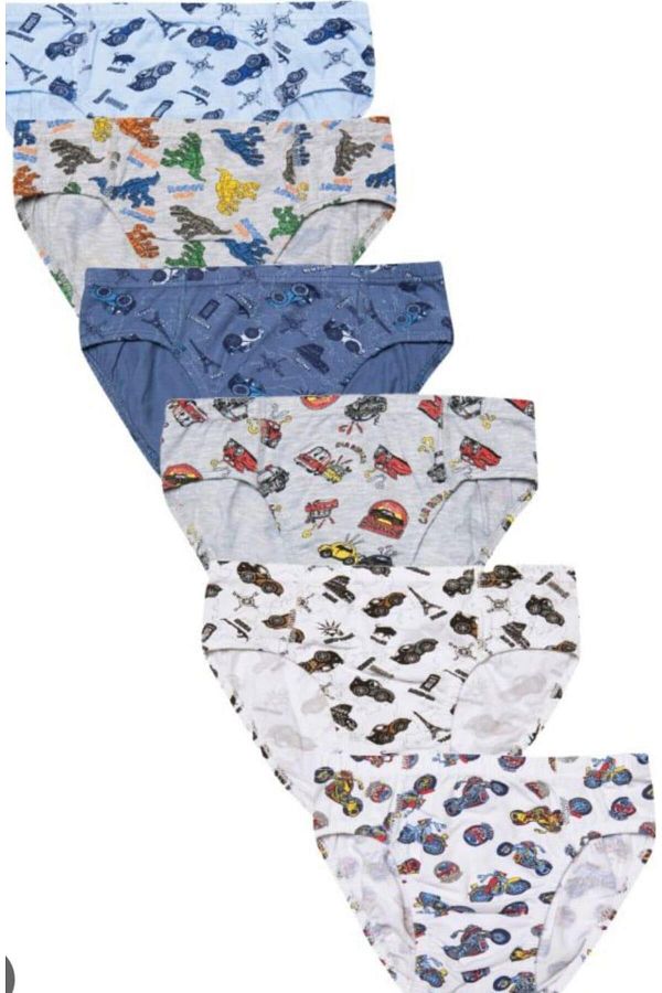 KOTA-1018 Boy's Colorful Patterned Slip Panties 12 Pieces 1