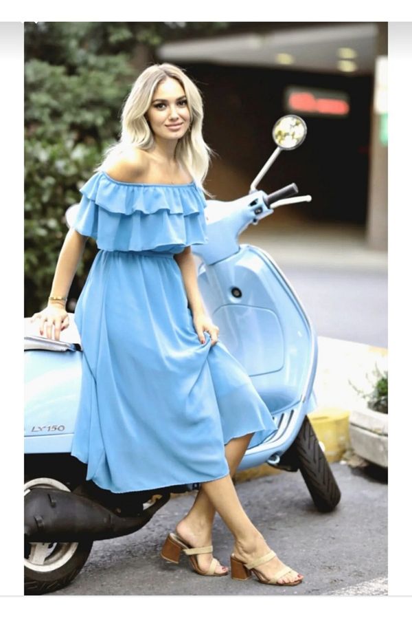 ADASTYLE Women s Chiffon Baby Blue Dress Trendyol