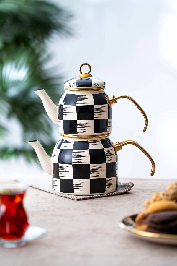 ACAR Qualita King Mini White Enamel Teapot Set Trendyol