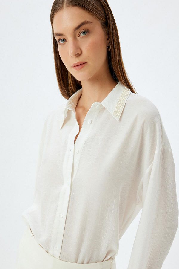 Koton-Off-White Women's Shirt 5Wak60038Ew 1