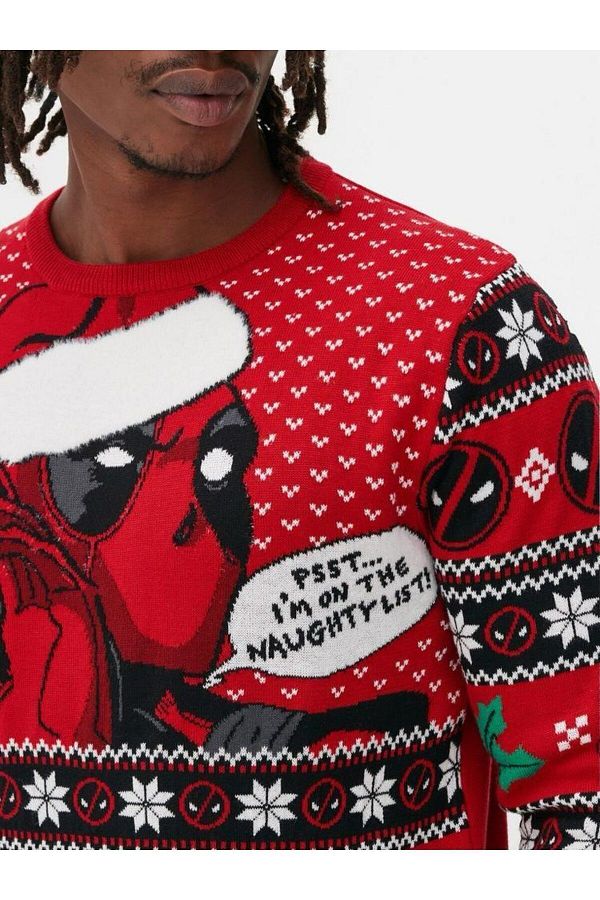 Kostebek Red Christmas Deadpool Unisex Oversize Sweater Trendyol