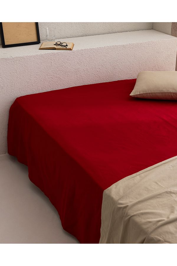 Madame Coco-Manon King Size Plus 100% Cotton Ranforce Non-Elastic Sheet - Red 1