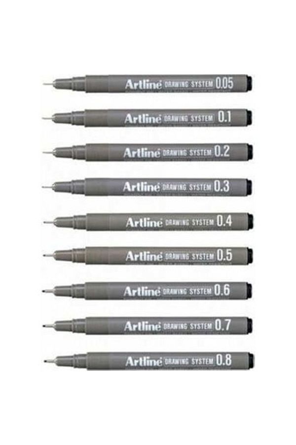 artline-Drawing System Technical Drawing Pen Set of 9 1