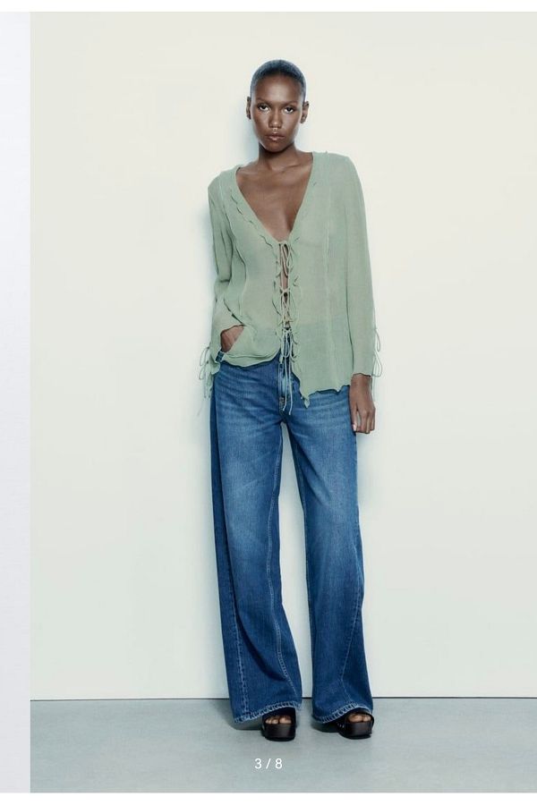 Butik Zara Allbucks Flywheel Detailed Striped Semi Transparent Blouse Shirt Abzr0149 Trendyol