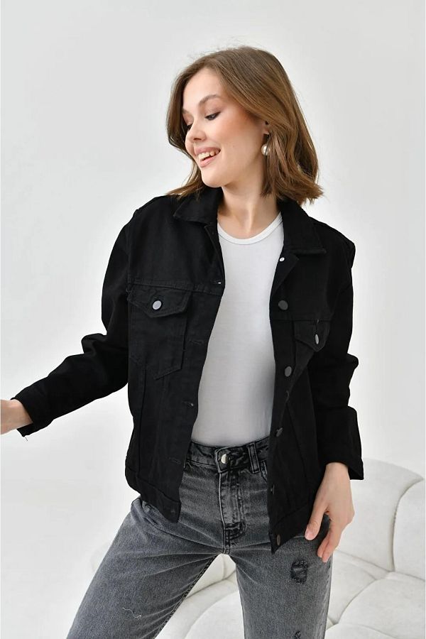 Modark Short Black Slim Denim Jacket Trendyol
