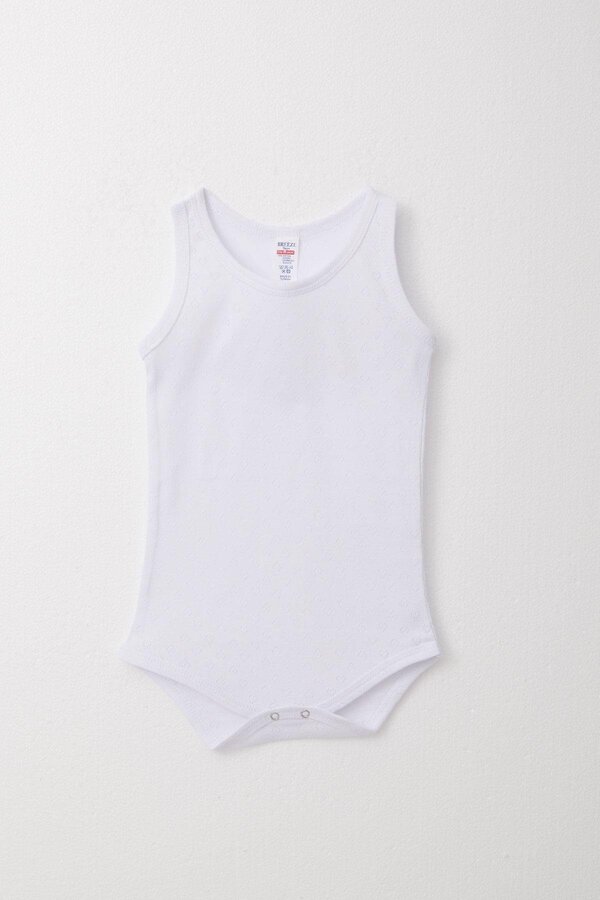 Breeze Erkek Bebek Çıtçıtlı Atlet Zıbın Body Jakarlı Kalp Desenli 9 Ay-3 Yaş, Beyaz