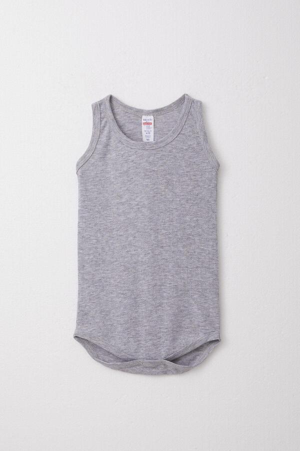 Breeze Erkek Bebek Çıtçıtlı Atlet Zıbın Body Jakarlı 9 Ay-3 Yaş, Gri Melanj