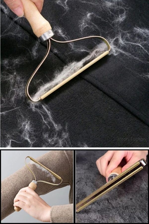 BiTon Toptan-Cotton Lint with Wooden Handle - Cleaning Wool Sweater Fabric, Lint Collector 1