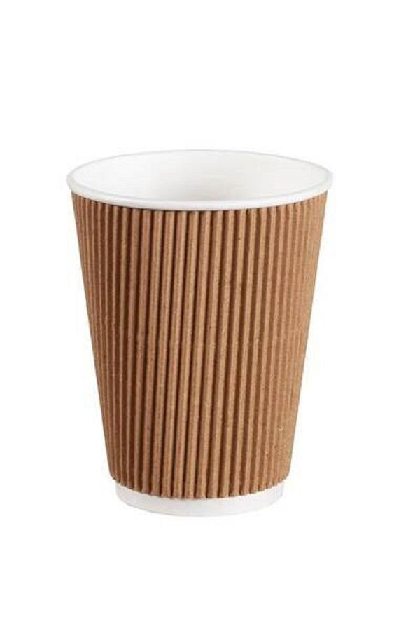 Kraft-14oz تموج دوبلاي سميكة الظلام سهلة الوجه كوب من الورق المقوى 12 قطعة 1