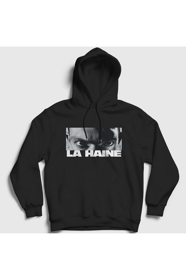 Presmono Vinz Eyes Unisex Hooded Black Sweatshirt La Haine 500143 Tt Trendyol