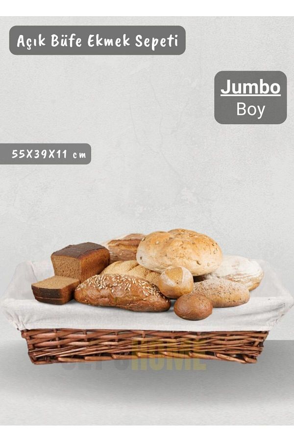 Jet's Home-55 cm Jumbo Size Wicker Bread Basket - Rectangular Open Buffet Christmas Basket 1