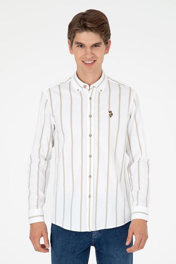 U.S. Polo Assn.-Men's Light Khaki Long Sleeve Shirt Tekspor 196479 .4 1