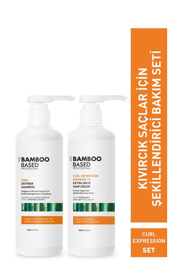 Bamboo Based Professional-Curl Lightening Shampoo 500ml + Curl Lightening Cream 500ml Set 1