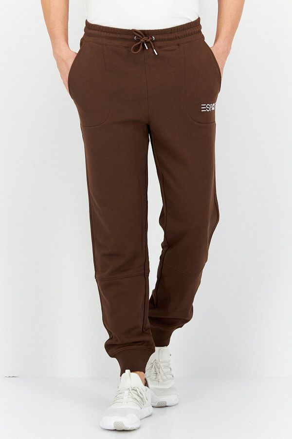 Esprit x Rest and Recreation-Men Drawstring Embroidered Logo Jogger Pants, Brown 1