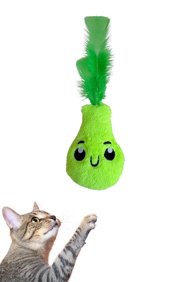Miyav-Plush Pear Cat Toy with Green Catnip - Cat Herb Toys 1