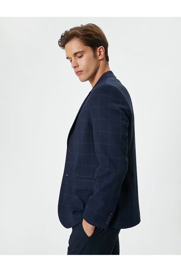 Koton-PlaiD PatterneD Blazer Jacket - Pockets anD Buttons, Regular Fit 1