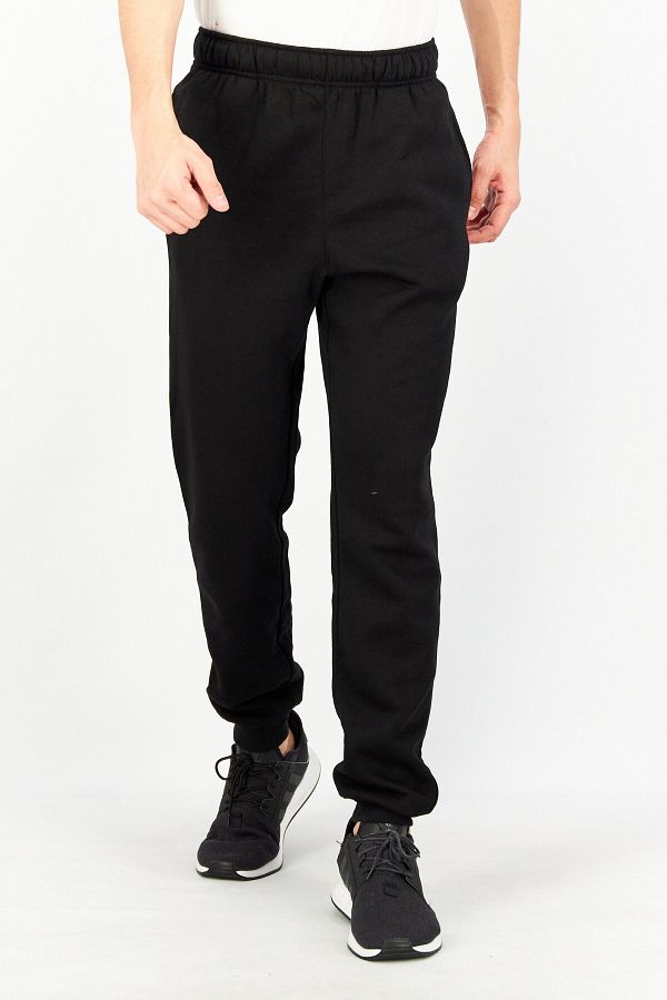 Ideology Men Regular Fit Solid Fleece Jogger Pants Deep Black Trendyol