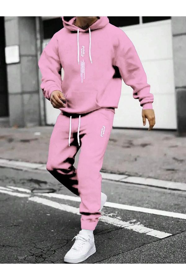 ANSECO STUD O Men s Pink Vertical Oversize Tracksuit Set Trendyol